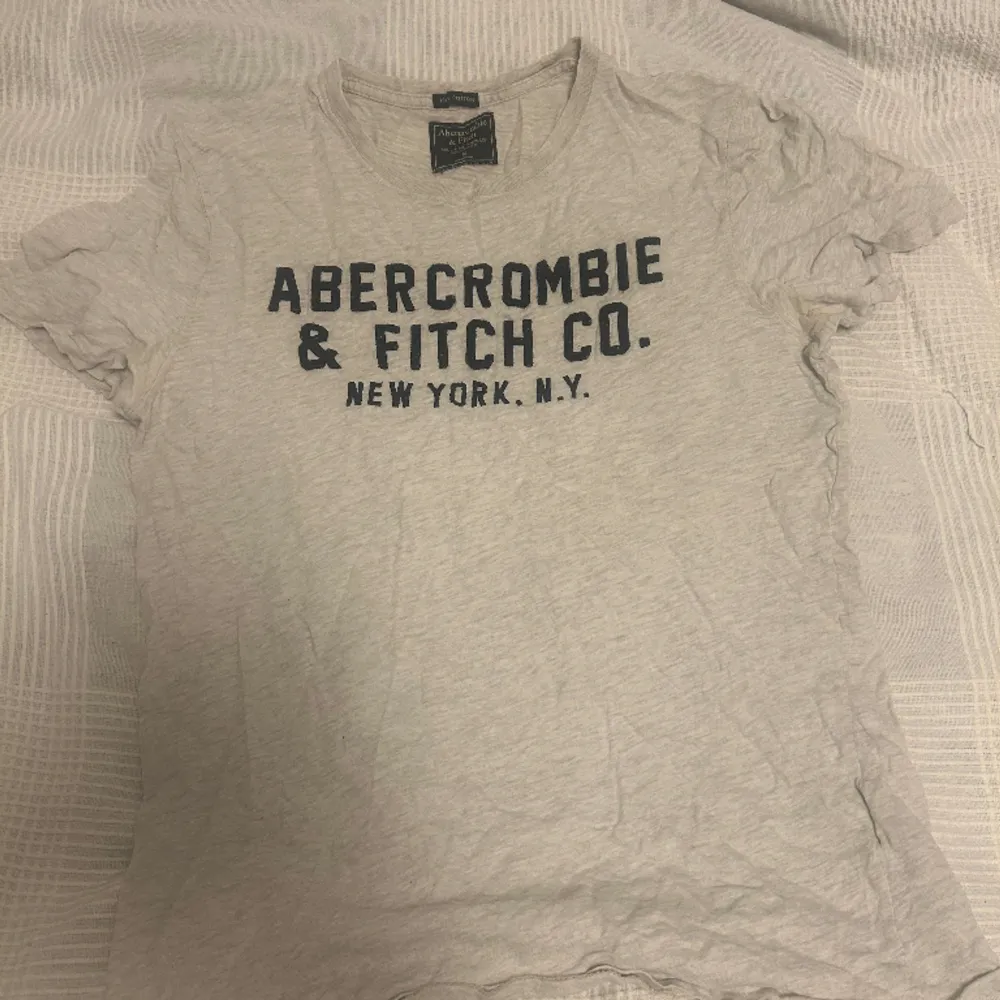 En vit/grå T-shirt från Abercrombie i storlek M. Bra skick och skönt material . T-shirts.