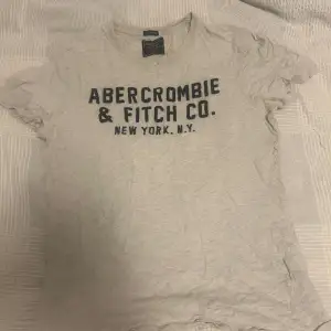 En vit/grå T-shirt från Abercrombie i storlek M. Bra skick och skönt material 