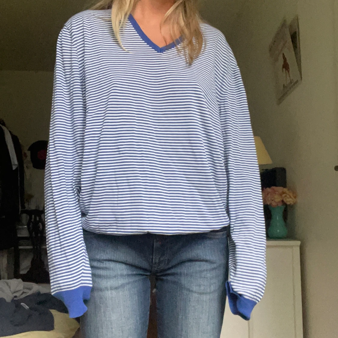 Randig V-ringad tröja