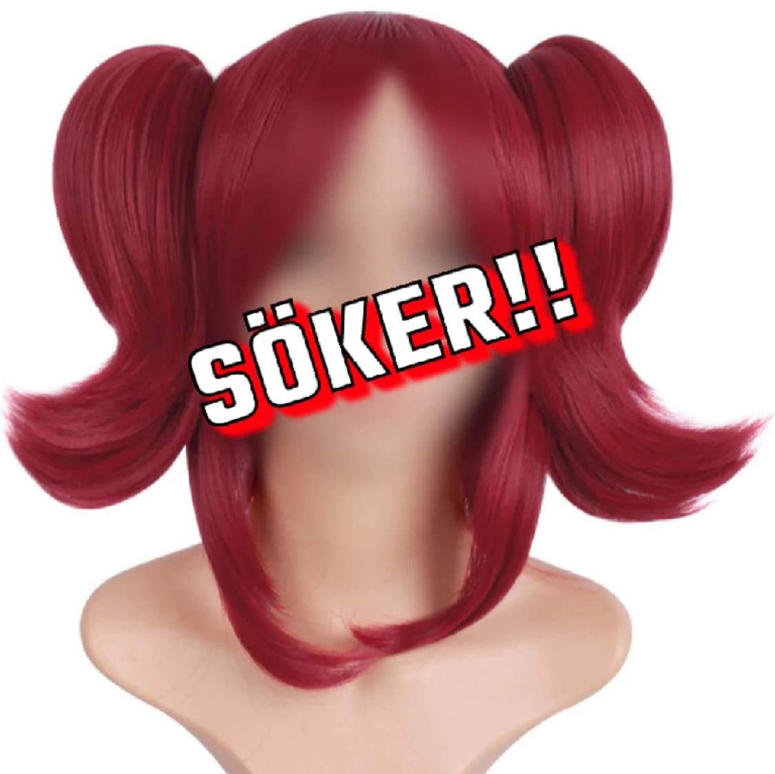 Röd ponnytail peruk 