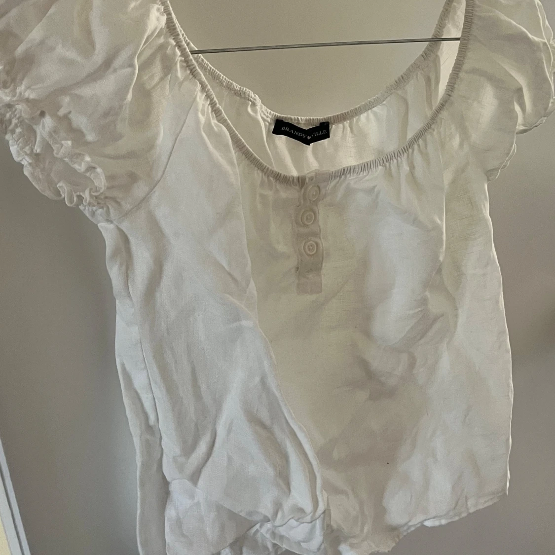 Vit blus i 100% linne - 90