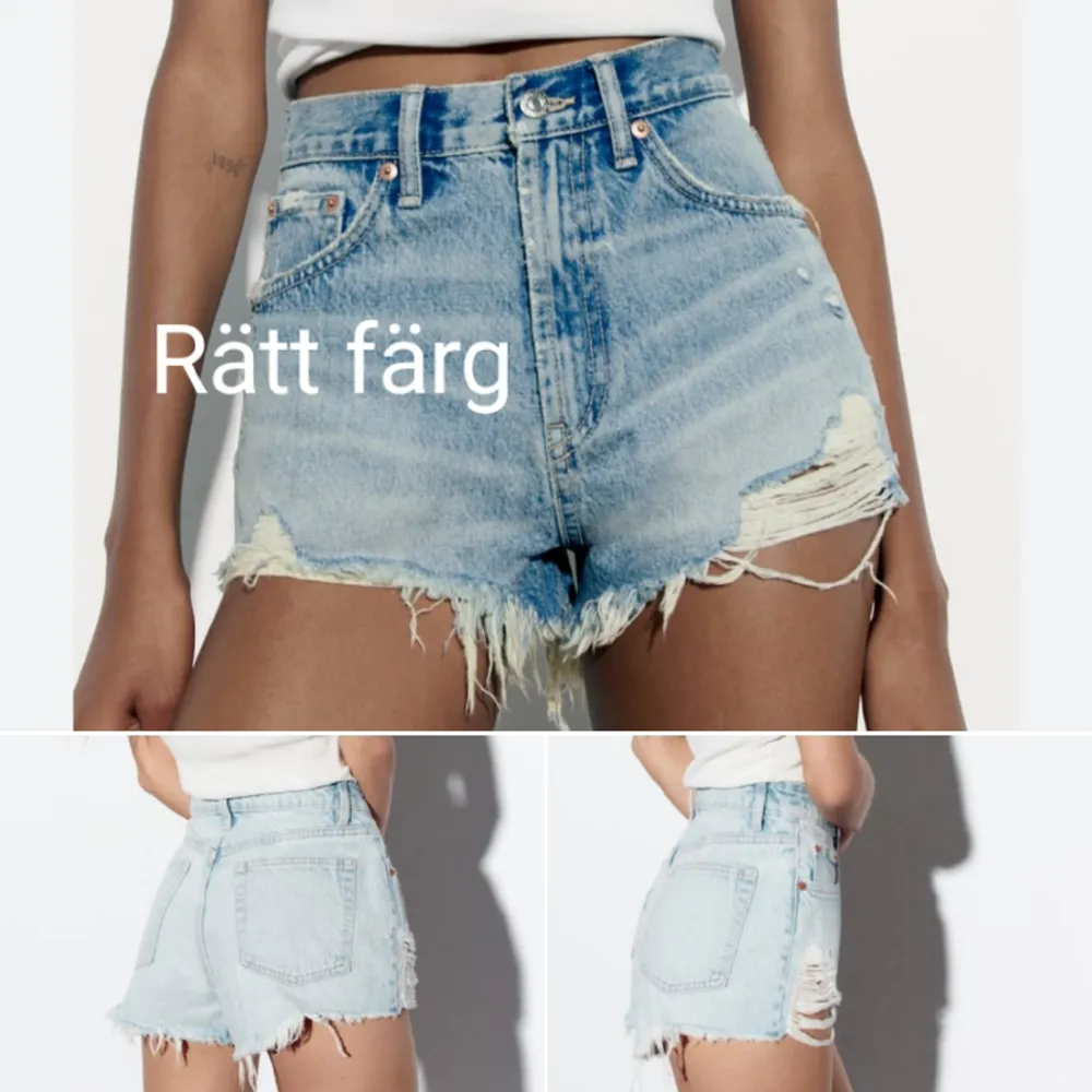 Nya med tags jeansshorts från Zara stl 34. 💫 Sista bilden är från Zara o visar hur de sitter på.. Shorts.