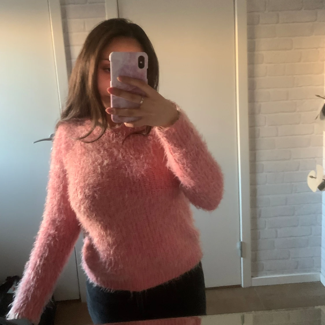 Rosa stickad tröja  - 90