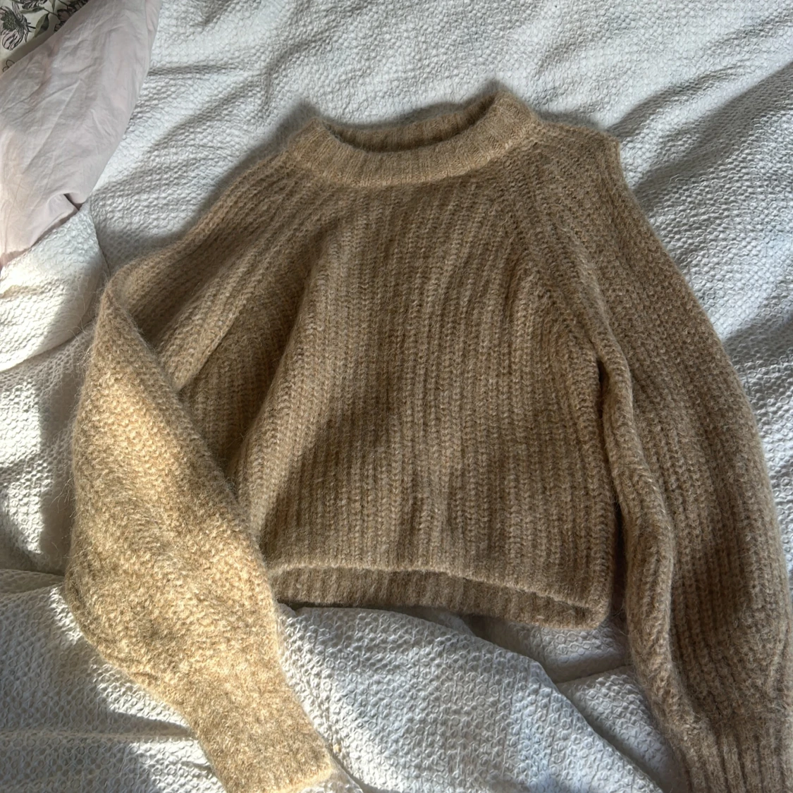 Stickad beige tröja  - 91