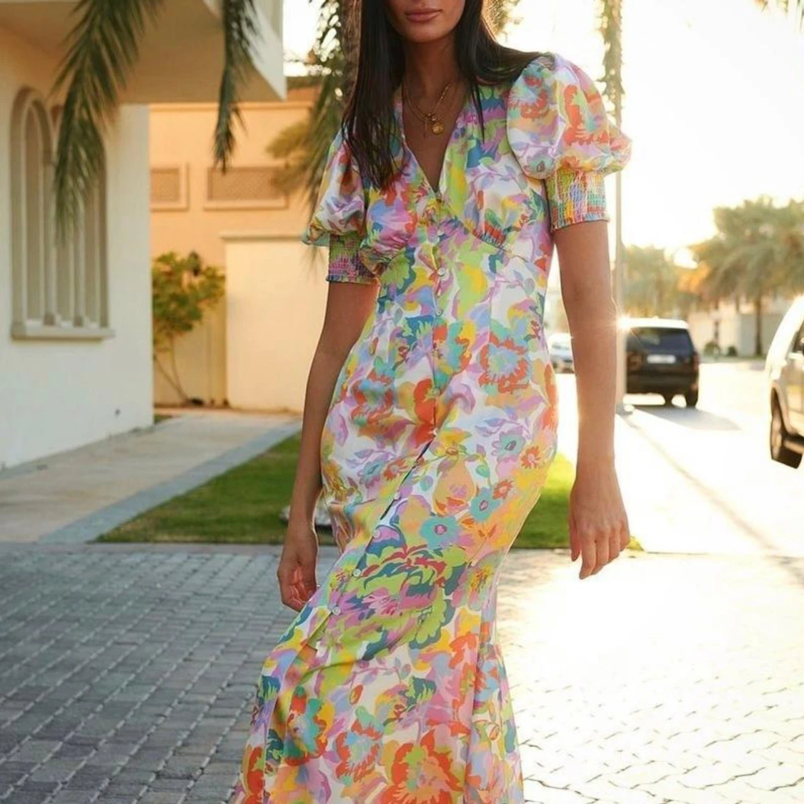 Never Fully Dressed multifärgad mönstrad långklänning - 93