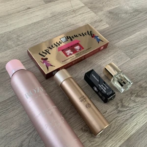 Hudvård/smink - ALLT ÄR OÖPPNAD/OANVÄNT.  Ögonskuggspalett nypris 289kr  Hårspray/sprayvax nypris 300kr Torrschampot nypris 300kr Nagel/nagelbandsolja nypris 220kr Läppstift nypris 229kr  Köper du allt så kostar det 360 Annars säljer jag varje produkt separat.