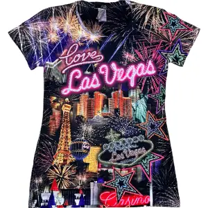 Cool Las Vegas tröja med rhinestones och starka färger. Ställ gärna frågor!