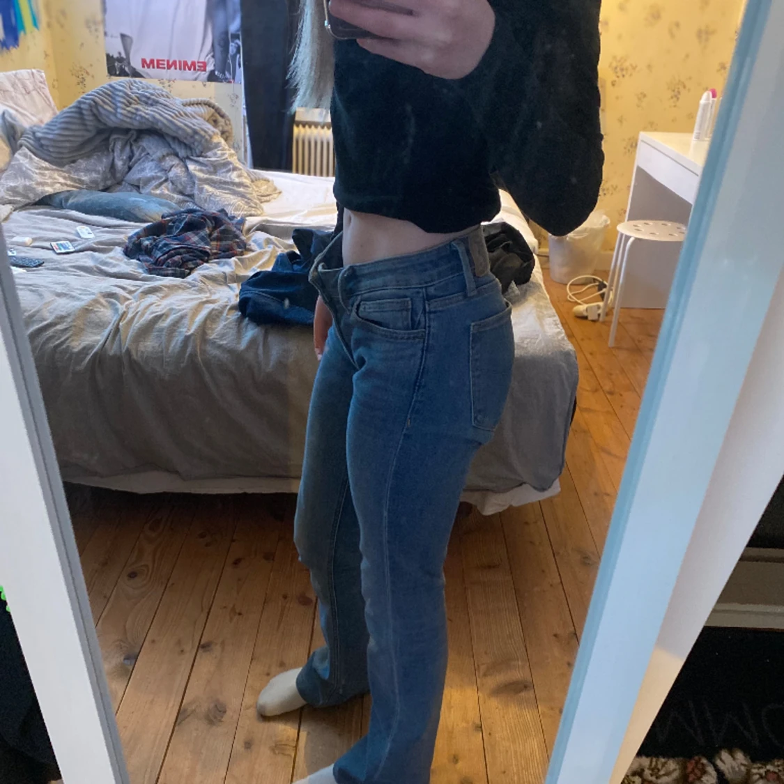 Blåa bootcut jeans  - 90