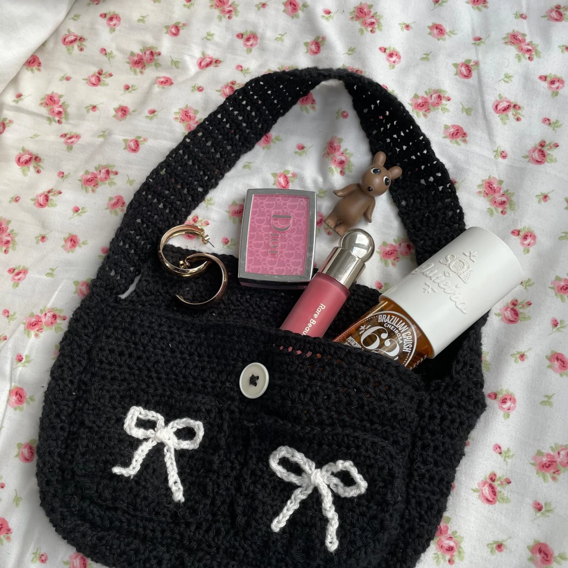 Svart virkad handväska  - 2