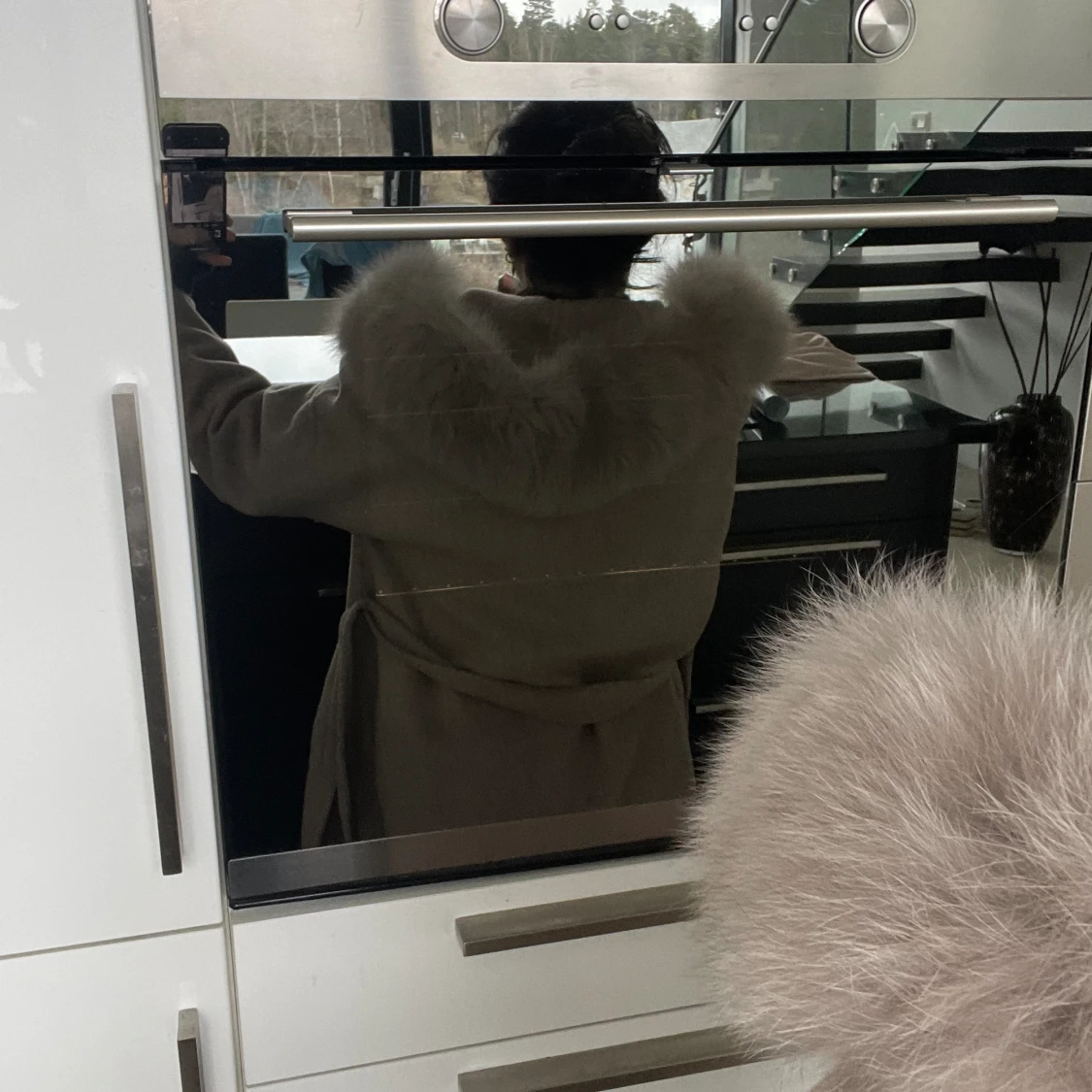 Beige pälskappa  - 91