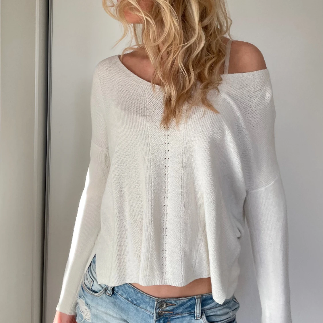 Vit stickad tröja - 90