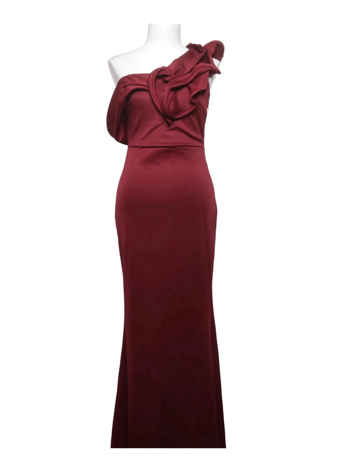 Vinröd oneshoulder långklänning - 1