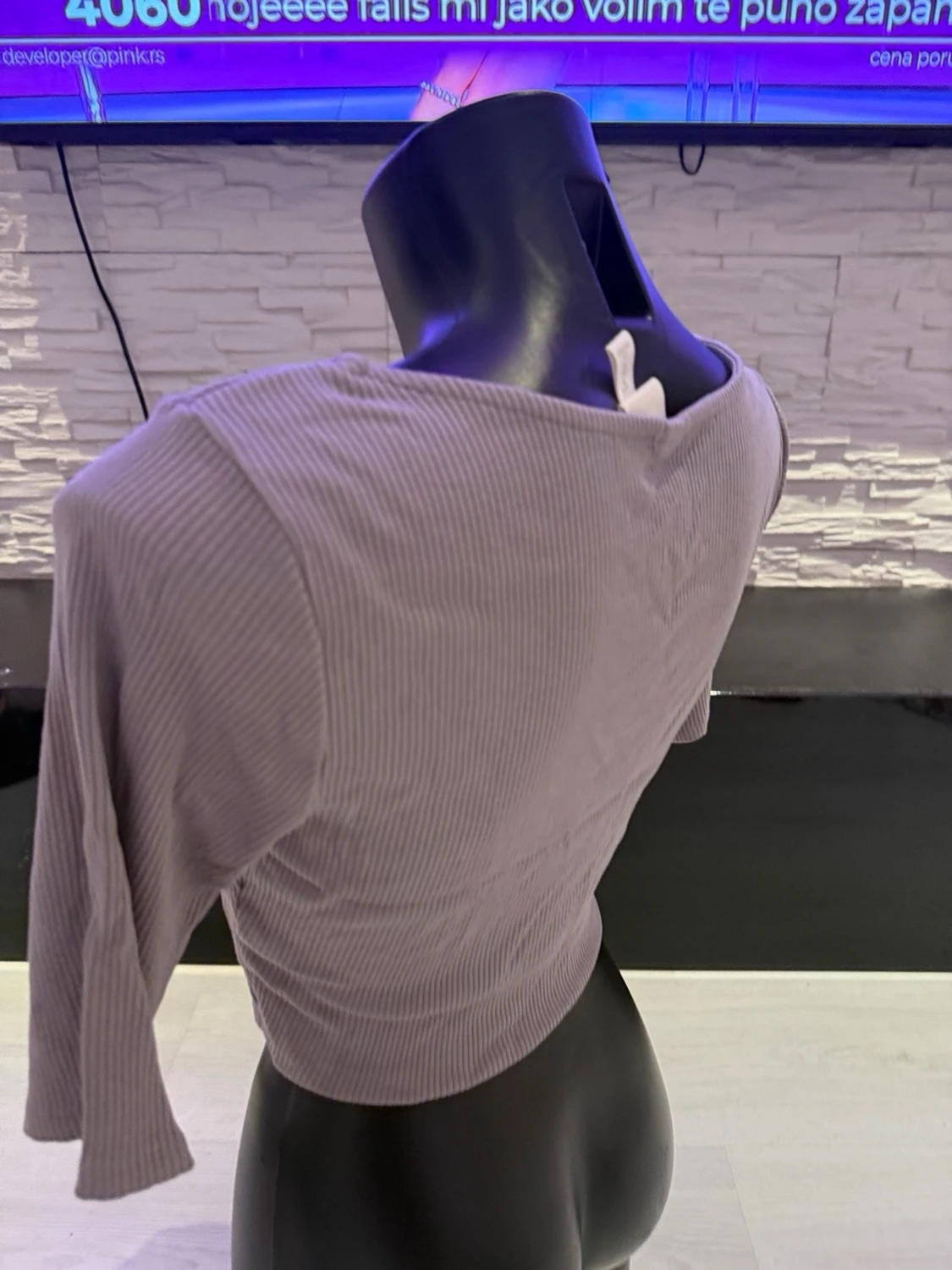 Ljuslila ribbad crop top - 1