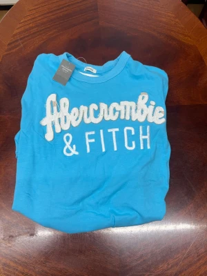 Blå Abercrombie & Fitch T shirt - Skön material, slim/muscle fit. Xl storlek men passar även L, aldrig haft på mig den men endast prövat. Farsans gamla kläder som han aldrig haft på. 