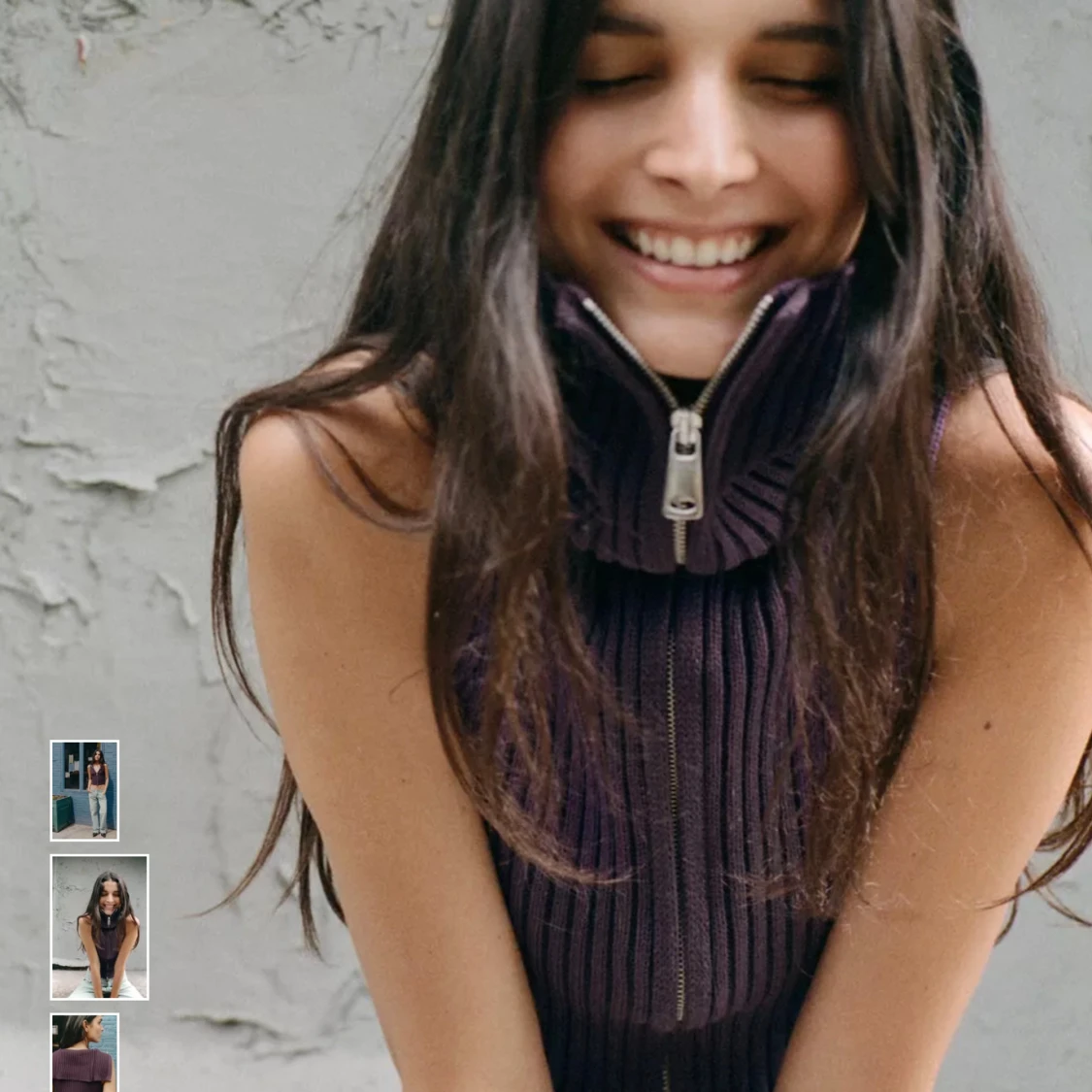 Ribbad polotopp med dragkedja - 1