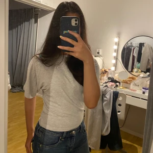 Ljusgrå T-shirt  - Enkel och stilren ljusgrå t-shirt från 157 i storlek XS. T-shirten har korta och vida ärmar och figurnära vid midjan,rund hals. Passformen är normal och tyget är tunt och skönt mot huden. Perfekt för dig som gillar minimalistisk stil.