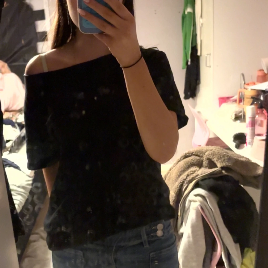 Svart offshoulder topp