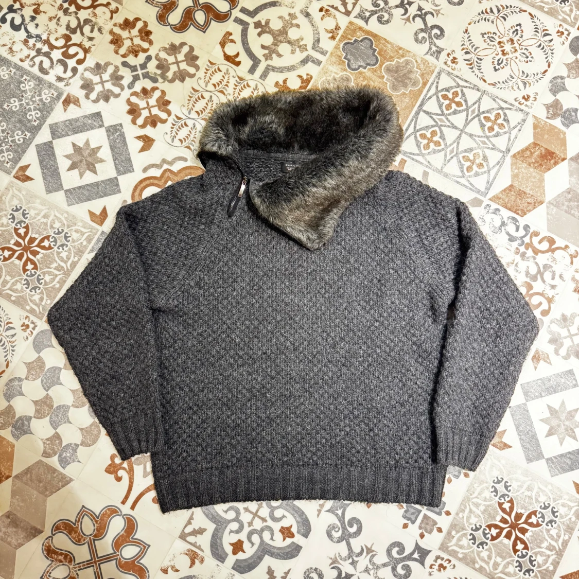 Vintage cardigan med päls🦁