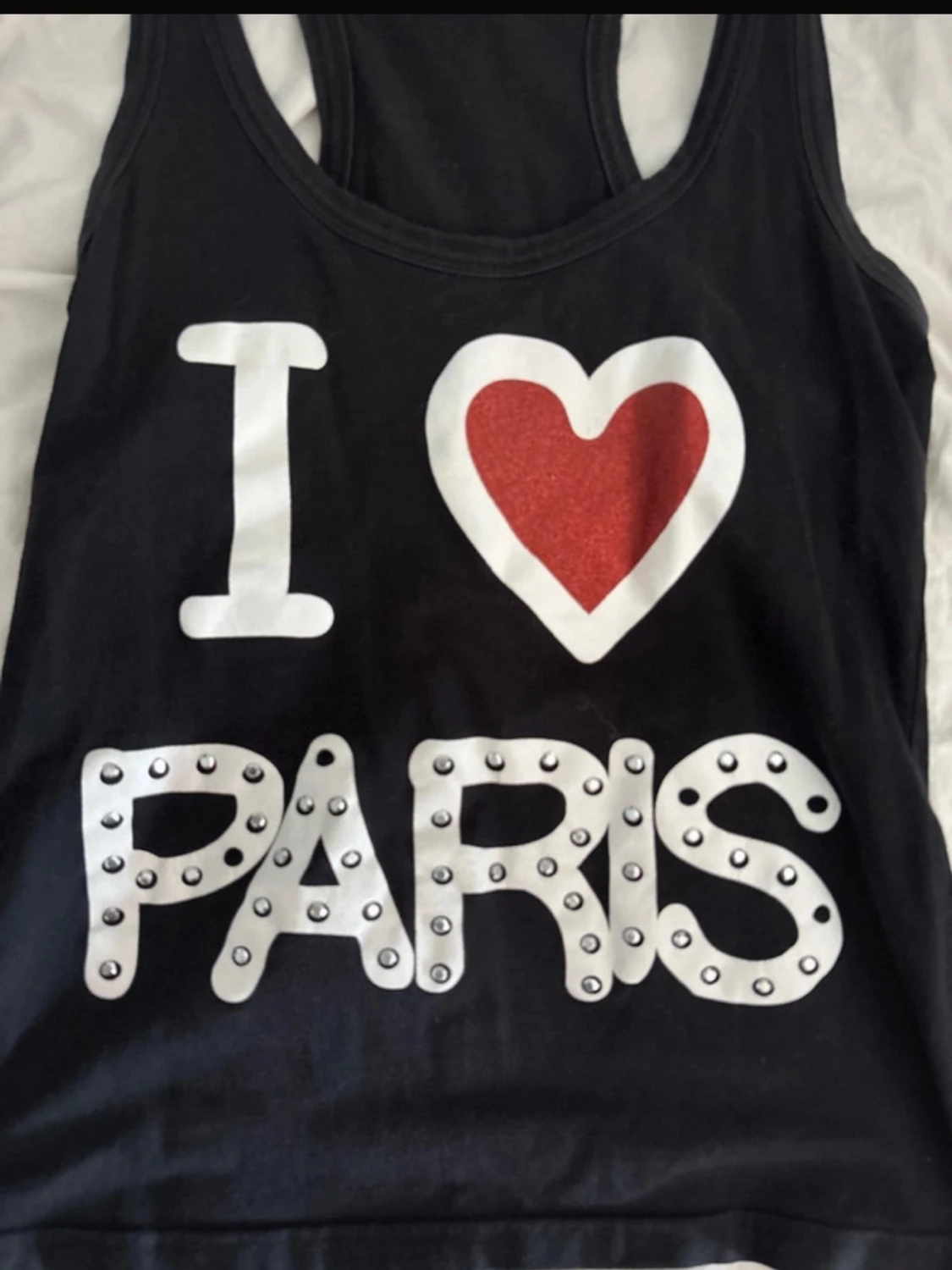 Svart linnetopp med I ♥ Paris-tryck - 1