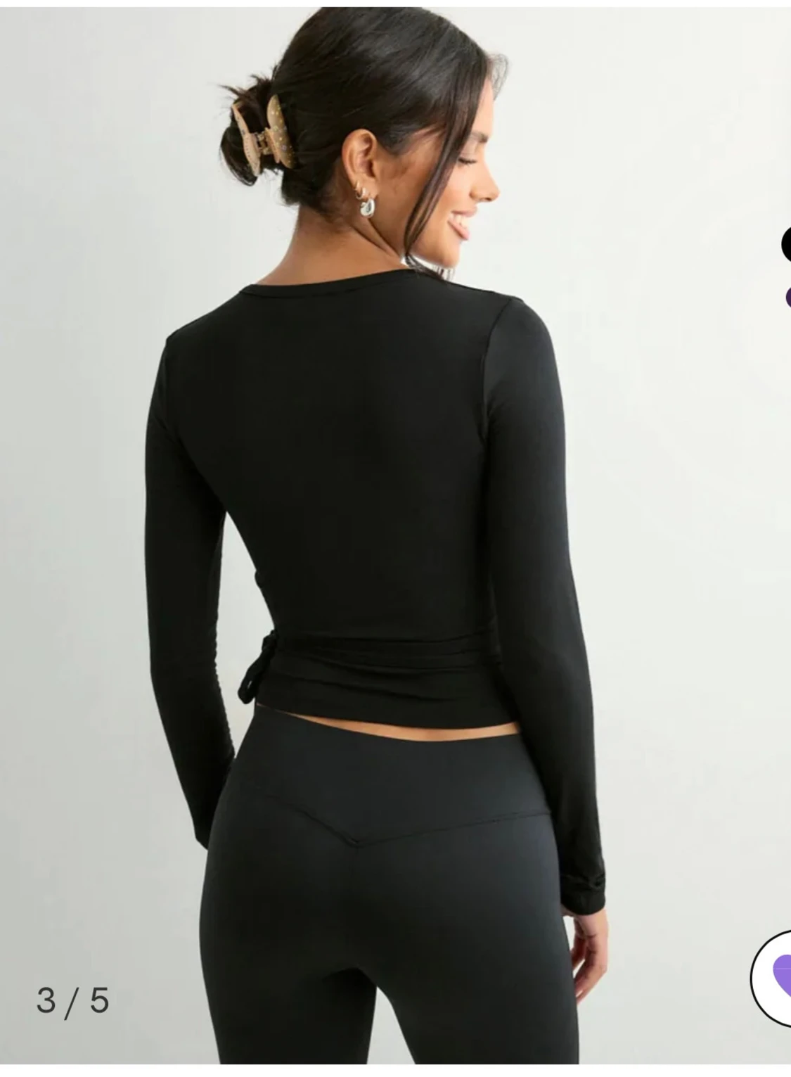 Svart omlottopp med lång ärm - 1