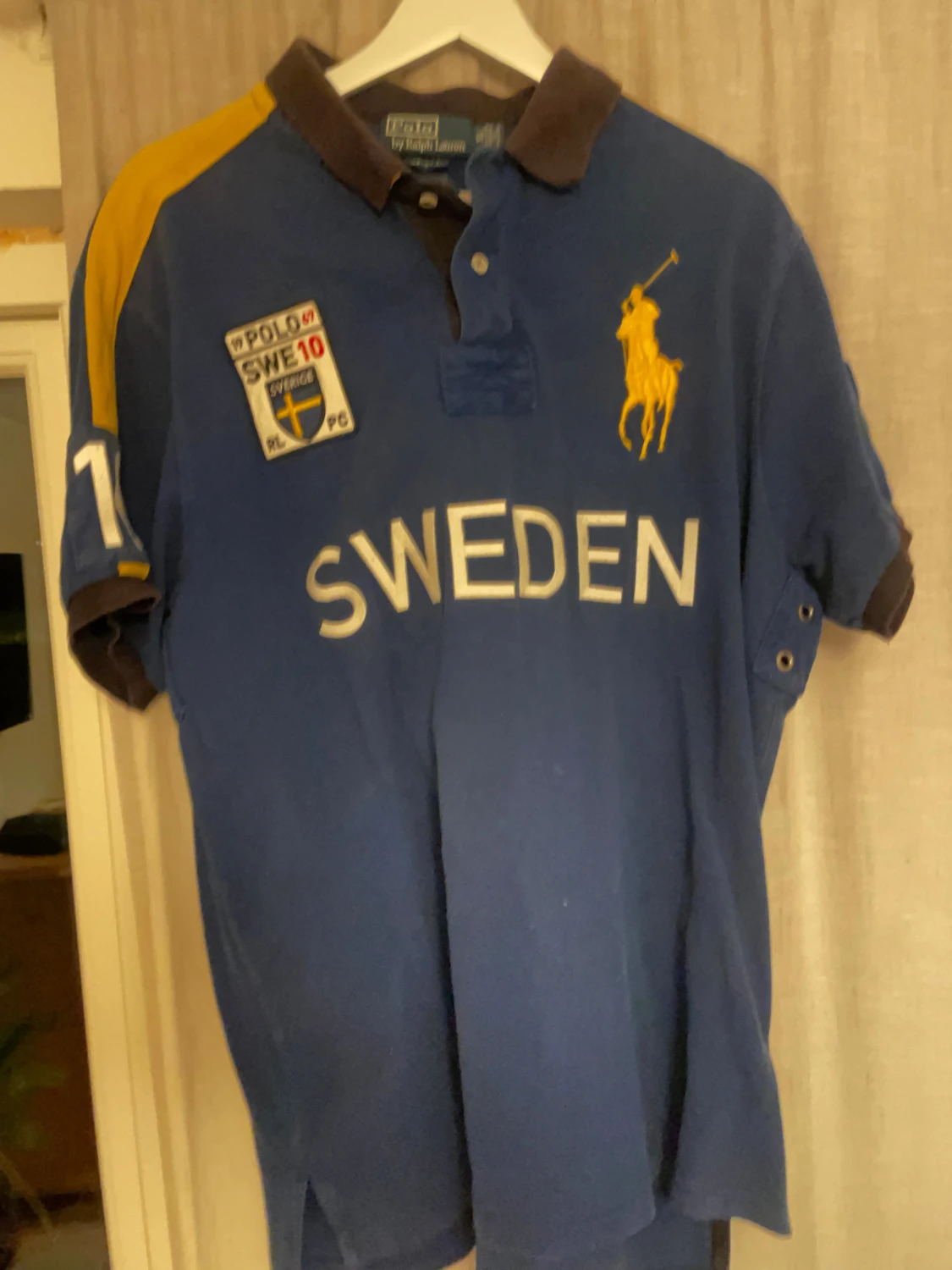 Ralph Lauren blue yellow Sweden polo shirt chief keff pike 