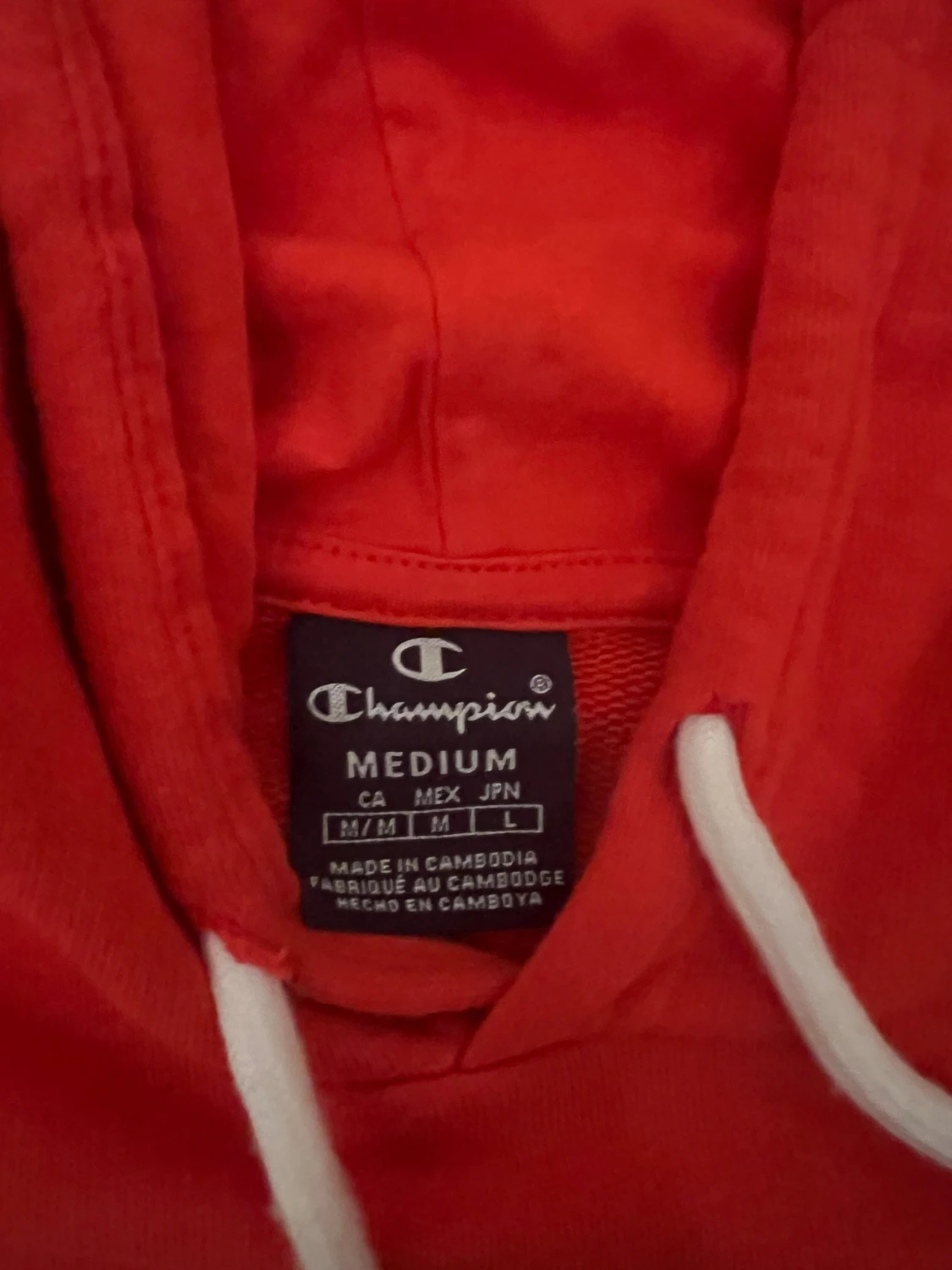 Röd Champion hoodie med tryck - 1