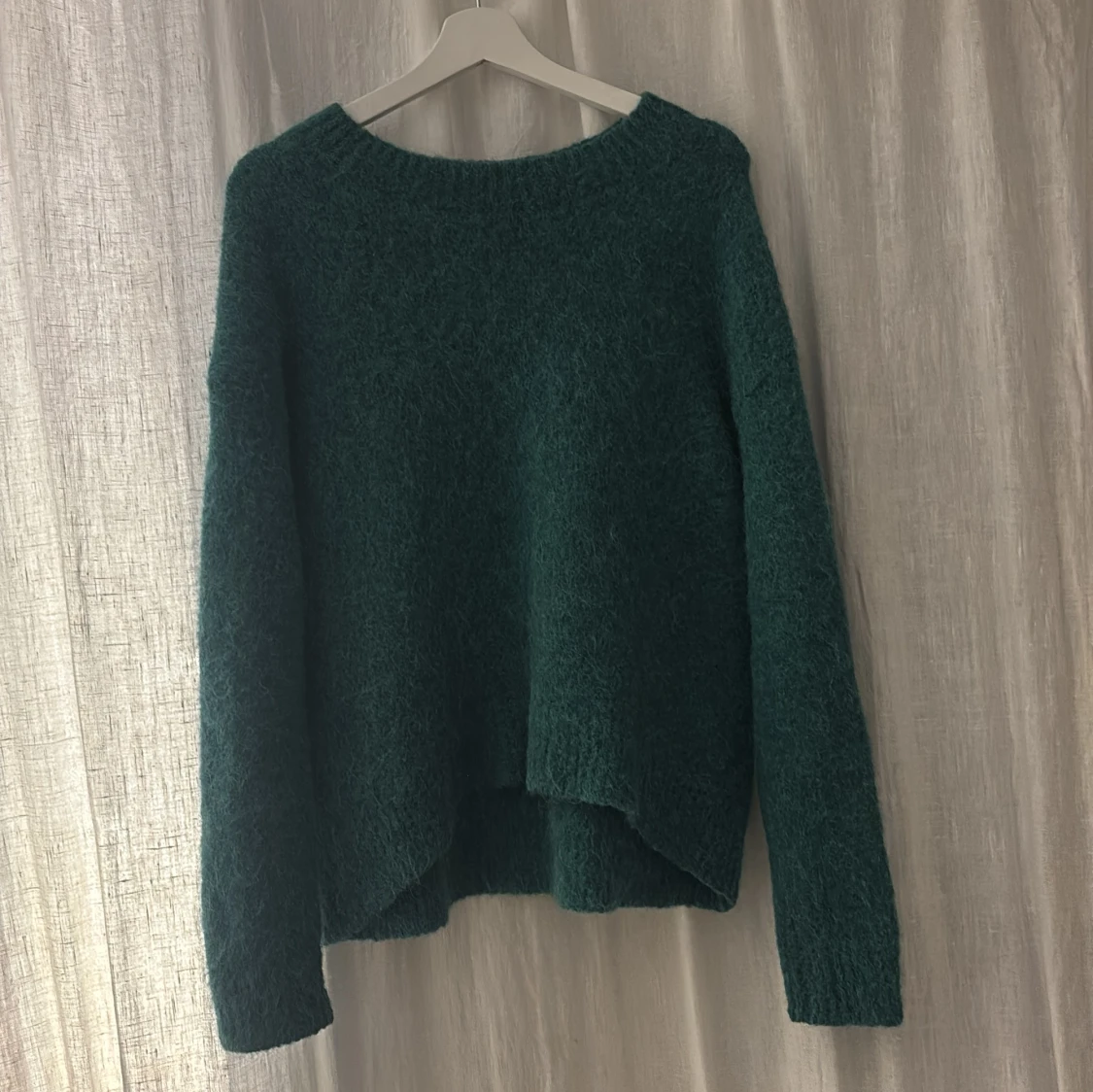 Grön fluffig stickad tröja H&M XS