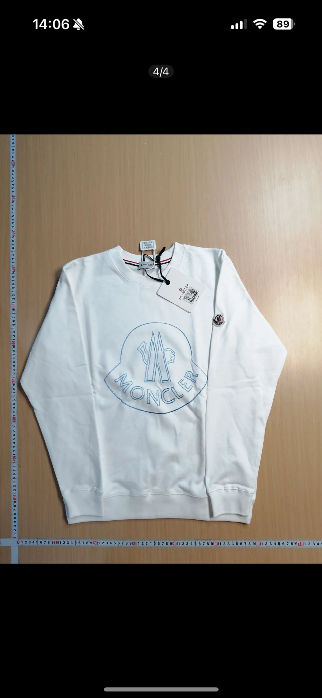 Vit sweatshirt från Moncler (M)