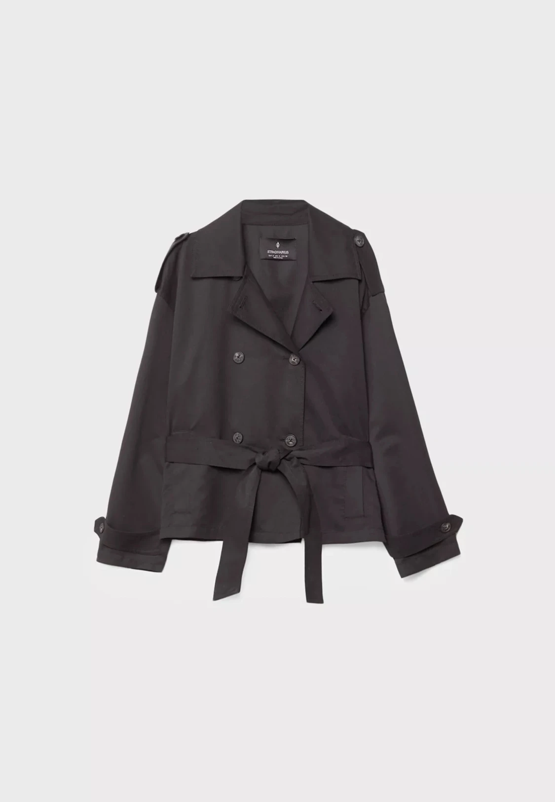 Svart kort trenchcoat