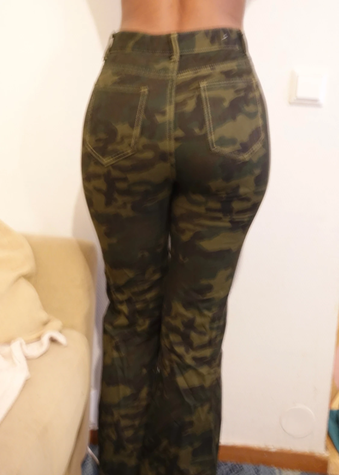 Camo bootcut byxor med hög midja - 4