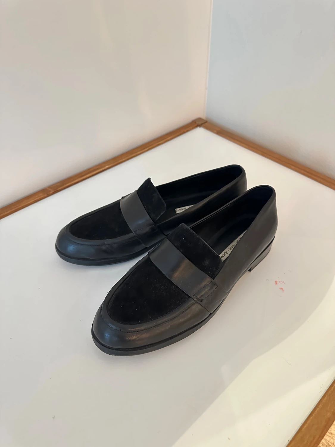 Svarta loafers i skinn och mocka - 3
