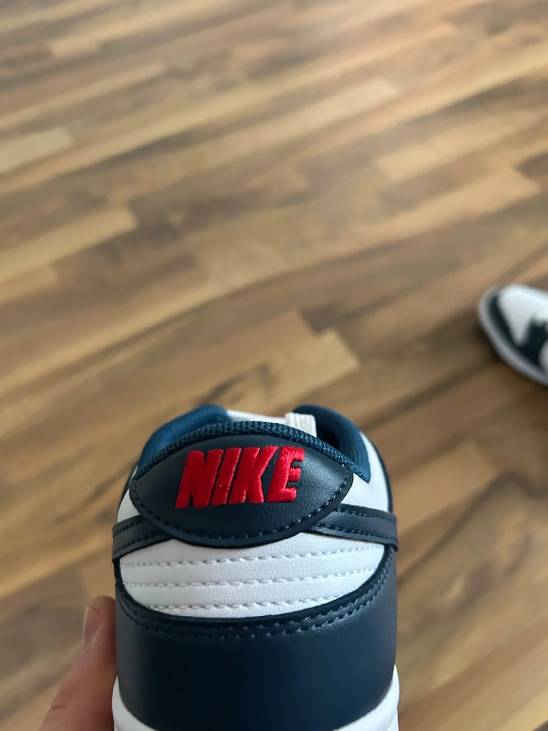 Nike Dunk Low vit/marinblå - 3