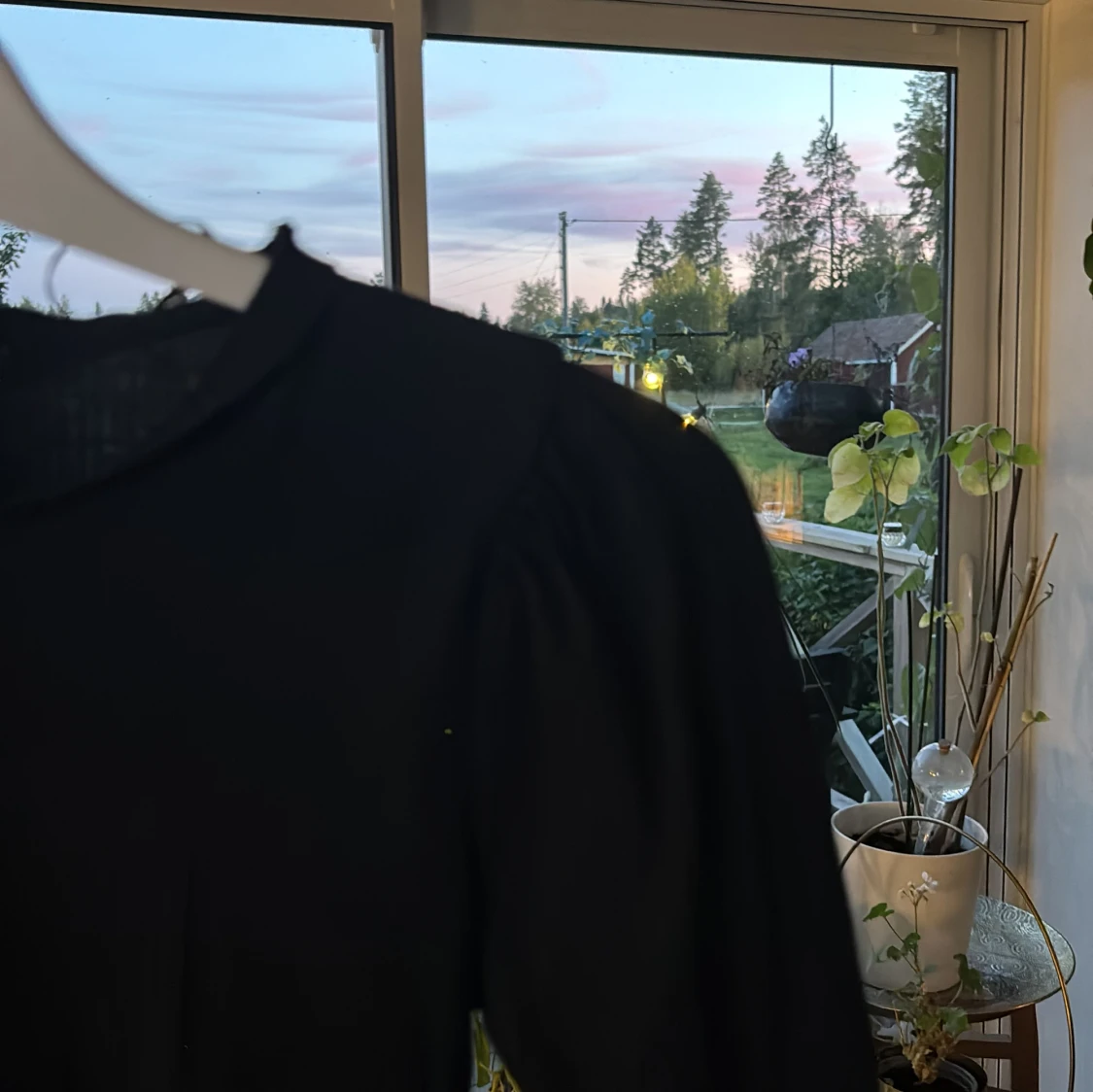 Svart ribbad långärmad topp Pieces - 2