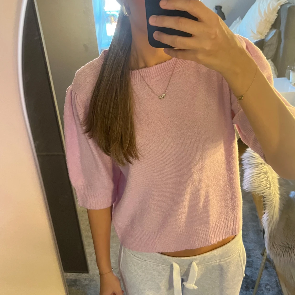 Ljusrosa stickad tröja från ONLY - 1