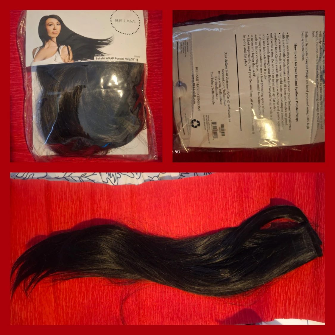 Bellami Wrap Ponytail 100g svart