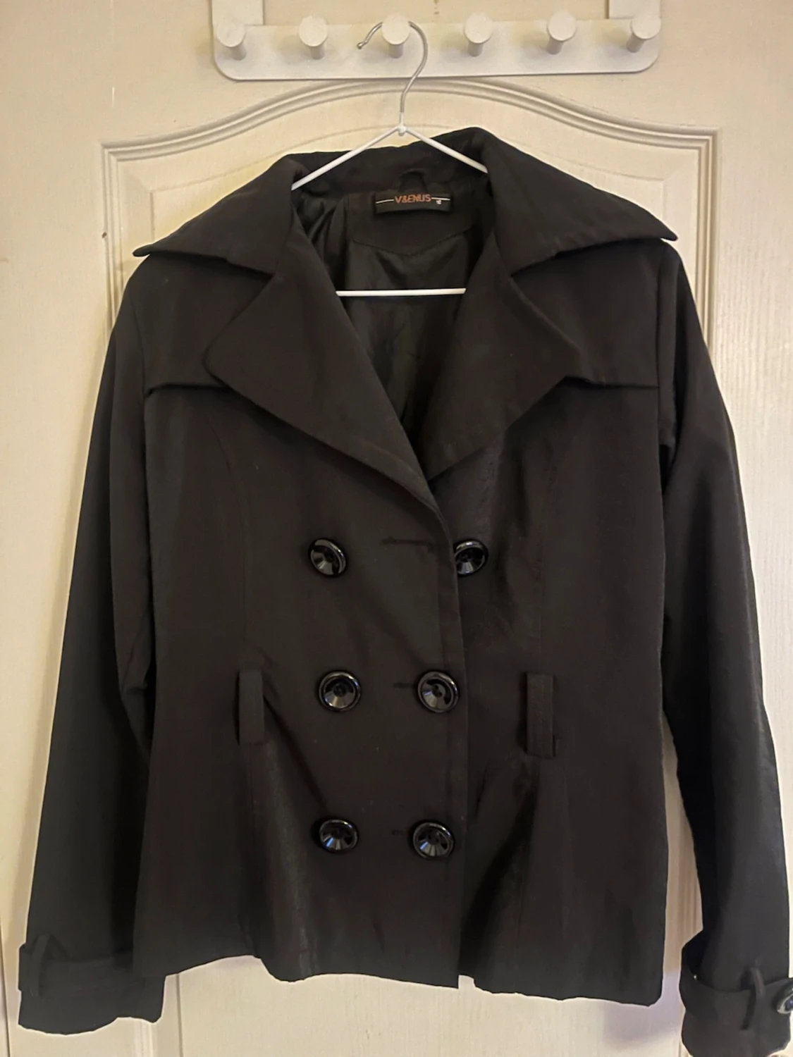 Svart kort trenchcoat 
