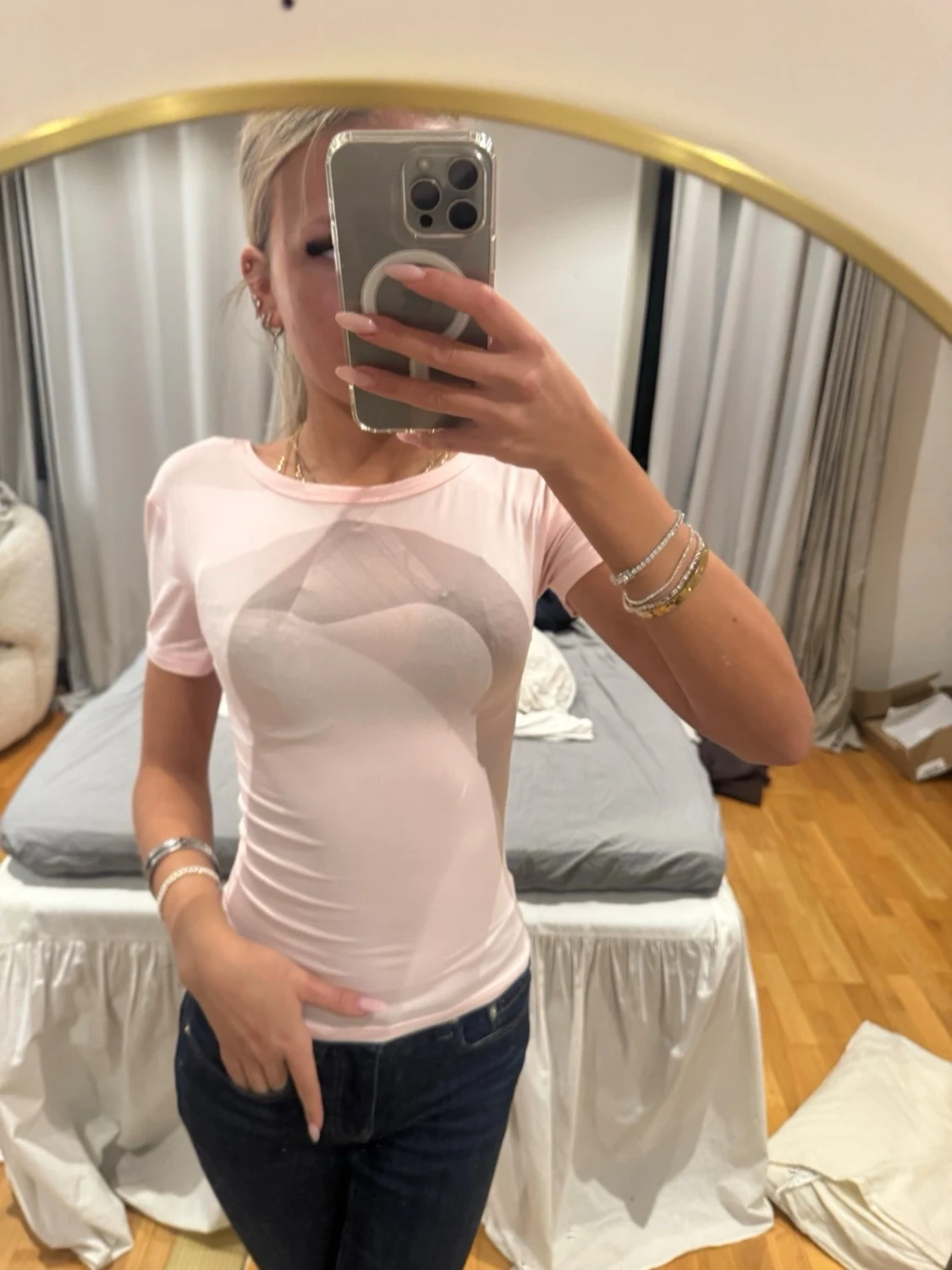 Ljusrosa offshoulder topp - 5