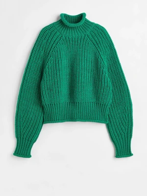 Grön polo stickad tröja  - Snygg grön stickad tröja från Hm, Jätte jätte skön säljer från mammas garderob 🤫🤭💕 