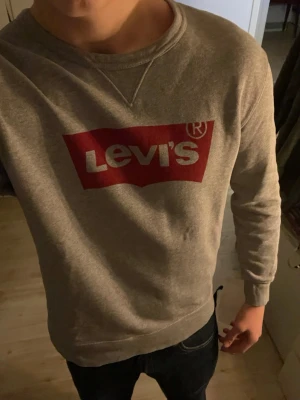 Grå sweatshirt från Levi's - Klassisk grå sweatshirt från Levi's med det ikoniska röda logotrycket på bröstet. Tröjan har rund halsringning, ribbade muddar vid ärmslut och nederkant samt en avslappnad passform. Perfekt för en casual och stilren look.