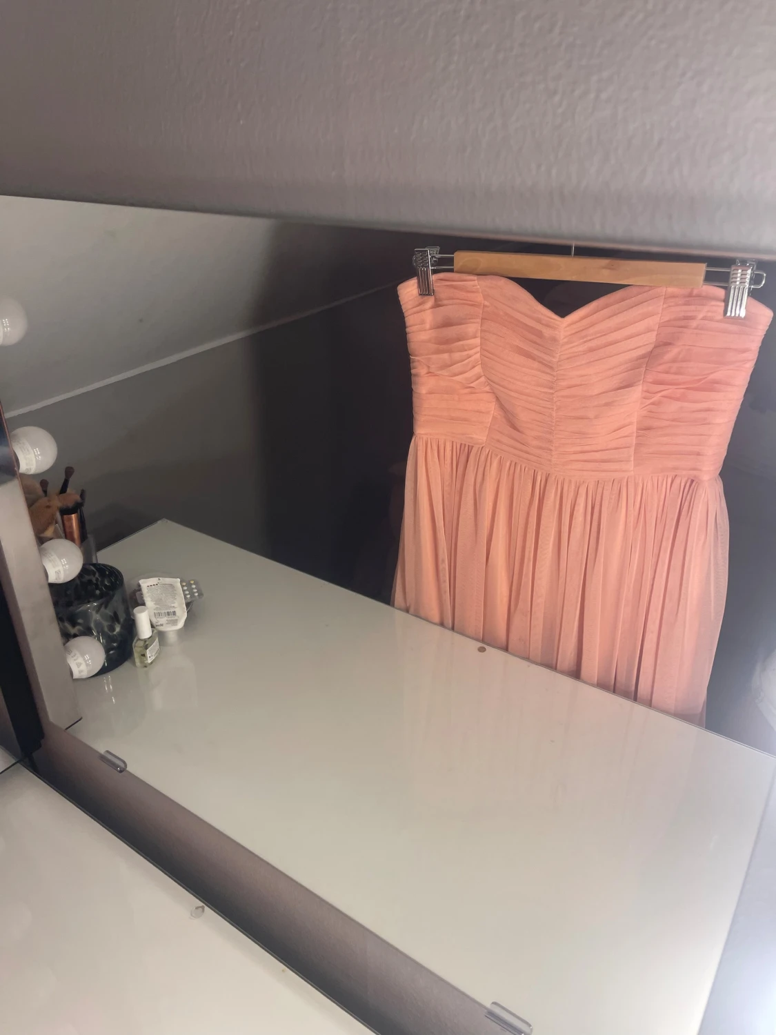 Ljusrosa axelbandslös kortklänning - 4