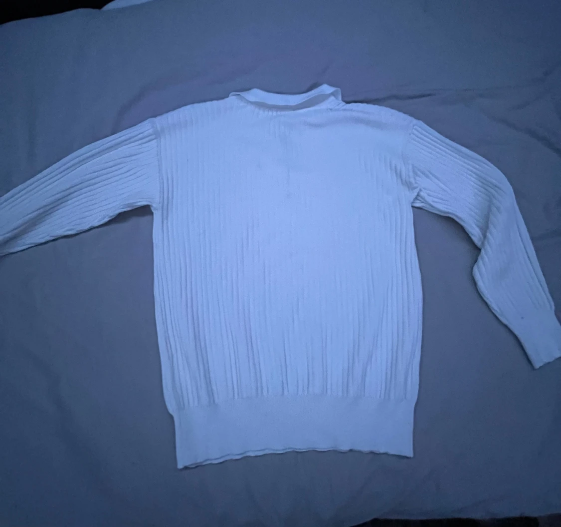 Vit ribbad tröja med dragkedja - 2