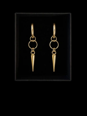 Guldpläterade örhängen med spikes - Snygga örhängen i guldpläterad metall med rund ring och hängande spetsiga spikes. Modern design med edgy känsla, perfekta för att lyfta din stil. Örhängena har en enkel men cool look och passar till många olika outfits.