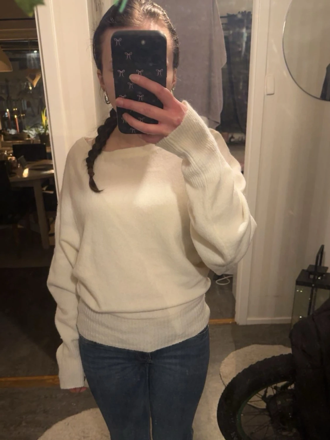 Vit oversized stickad tröja