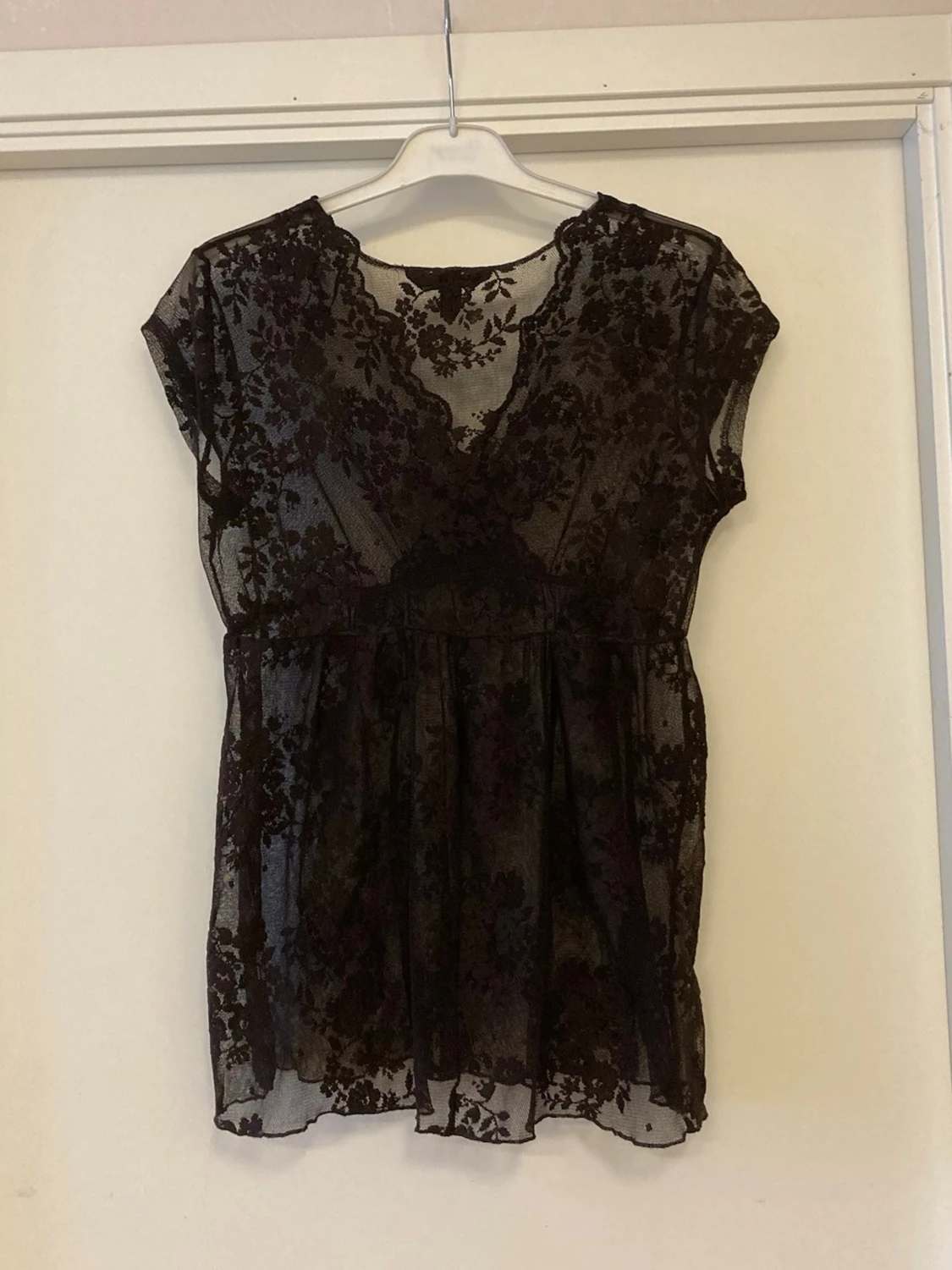 🍒Brun v-ringad babydoll spetsblus🍒 - 1