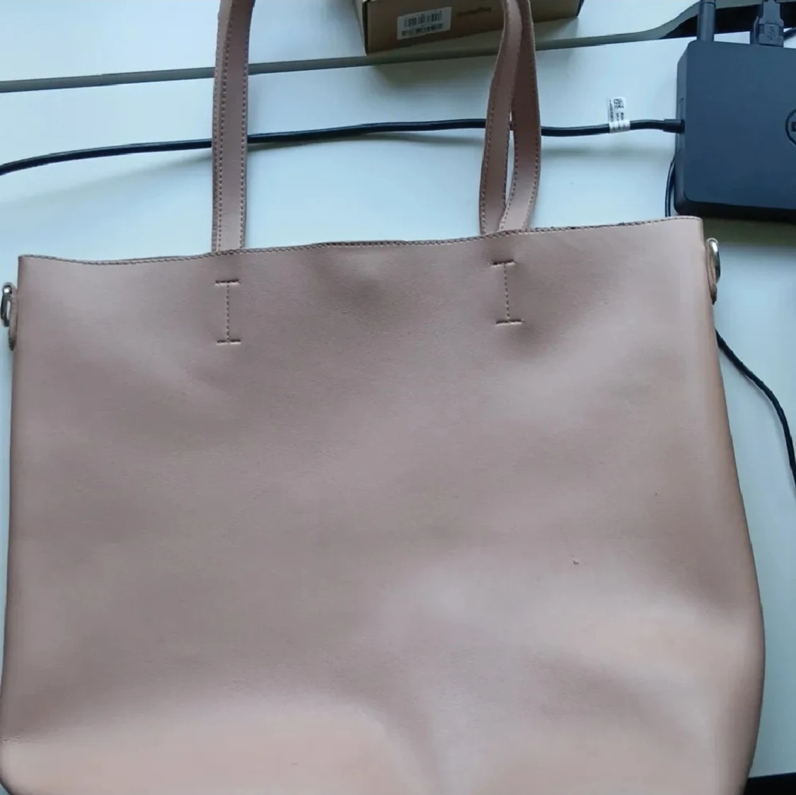 Rosa/beige läder tote