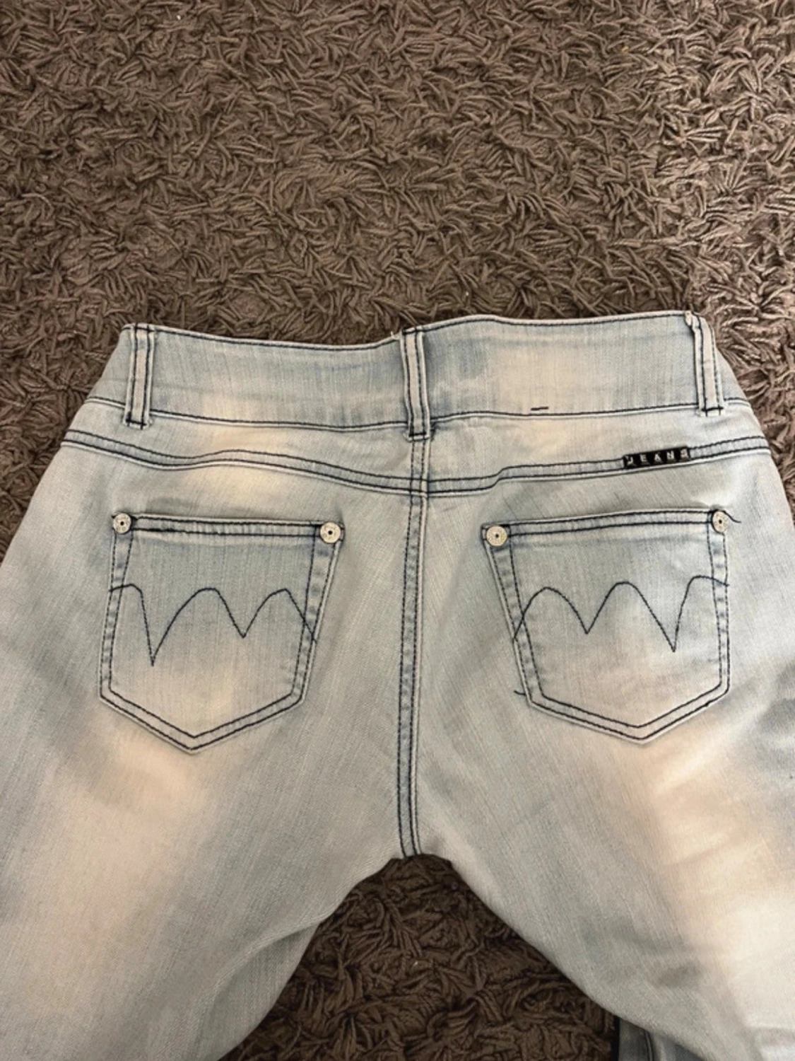 Ljusblå lågmidjade bootcut jeans  - 2