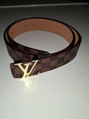 Rutigt Brunt Bälte Med Guldigt Spänne - Rutigt Brunt Bälte Med Guldigt Spänne