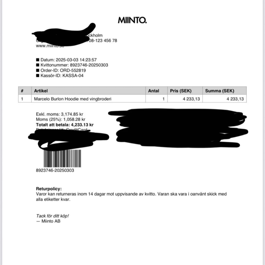 Svart hoodie med vingar från Marcelo Burlon - 4