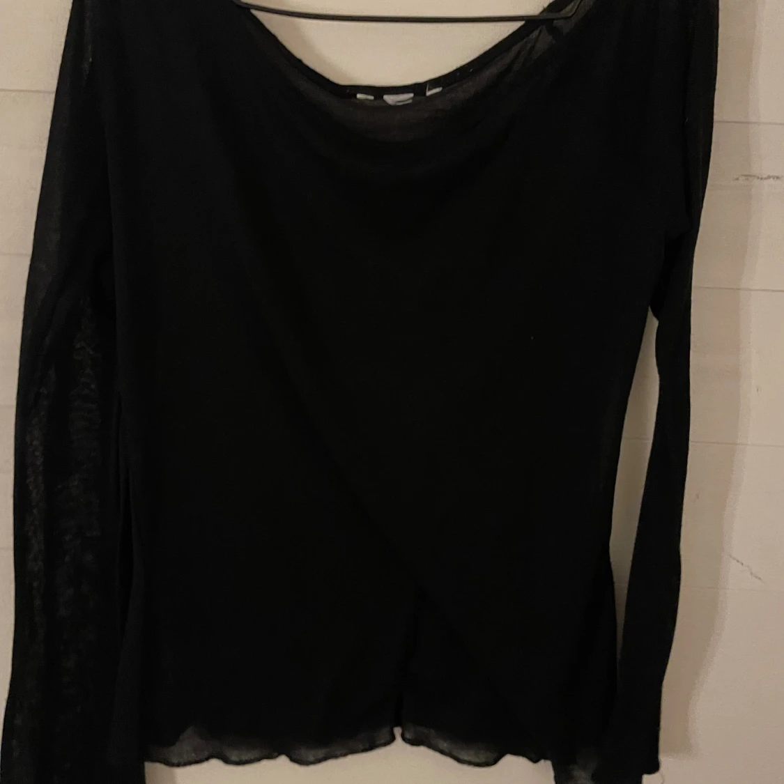 Svart mesh långärmad topp - 1