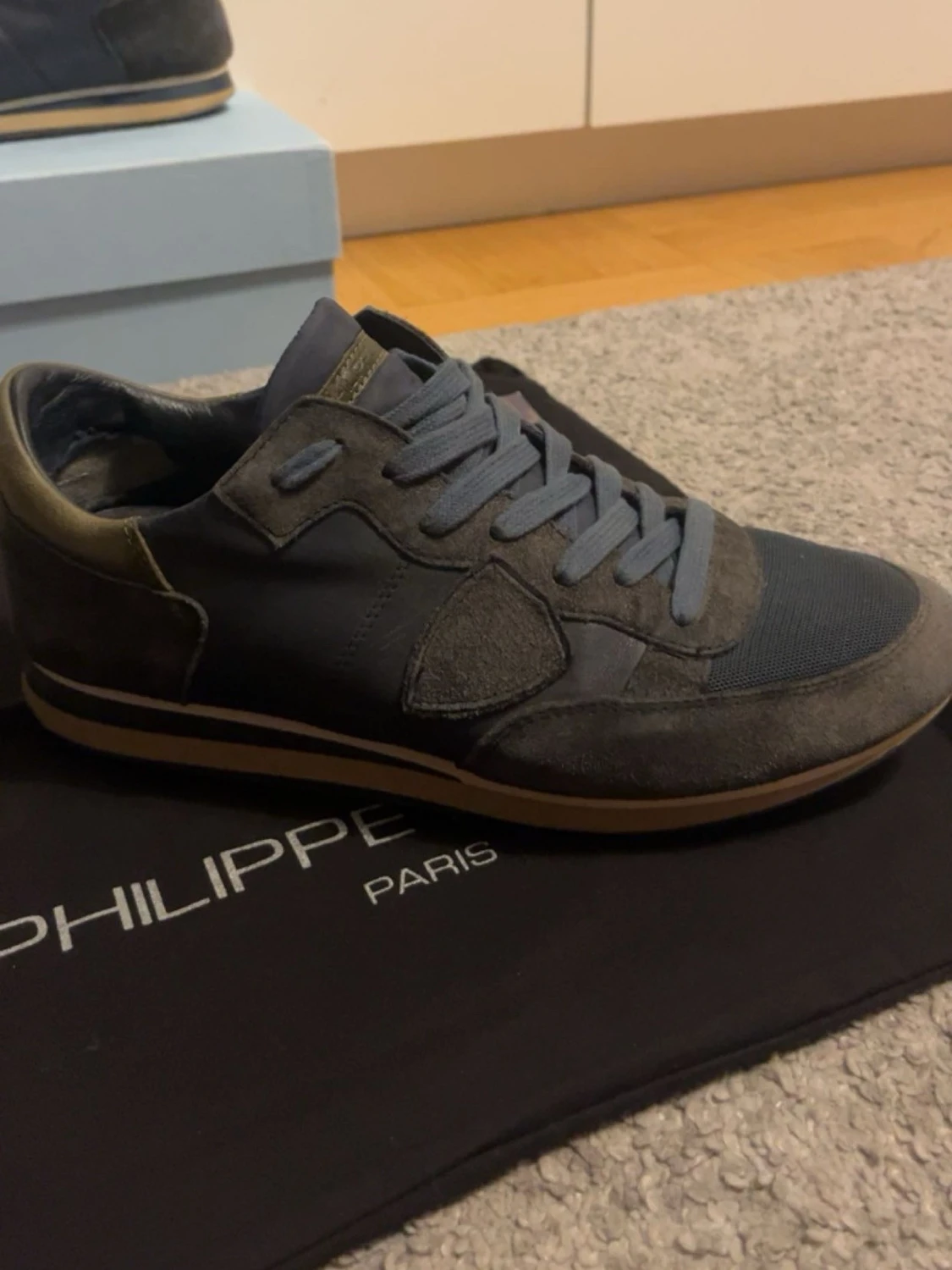 Philippe Model blå sneakers mocka & skinn - 1